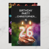 名前の追加， 26th Birthday party Invitation 招待状 (正面/裏面)