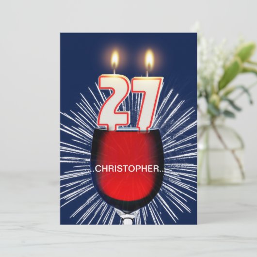 名前の追加, 27th誕生日パーティー招待,ワイン 招待状 (スタンド正面)