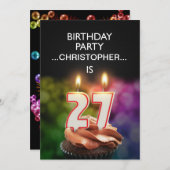 名前の追加， 27th Birthday party Invitation 招待状 (正面/裏面)