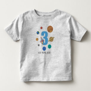 名前の追加- 3歳の誕生日のシステム太陽の惑星  トドラーTシャツ