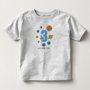 名前の追加 – 3番目の誕生日太陽のシステム惑星 トドラーTシャツ
