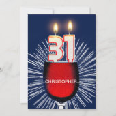 名前の追加， 31番目の誕生日パーティーへの招待，ワイン 招待状 (正面)