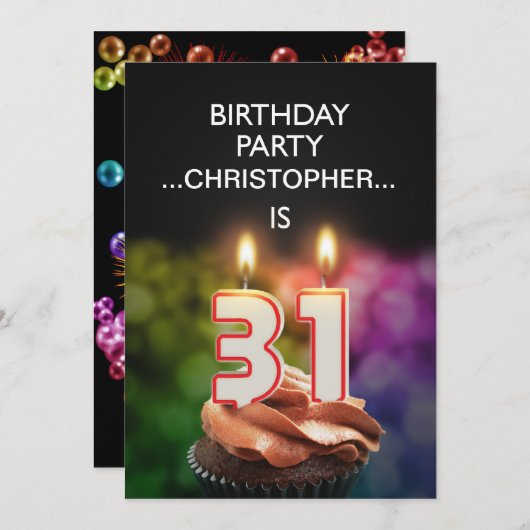 名前の追加, 31番目の誕生日パーティーへの招待 招待状 (正面/裏面)