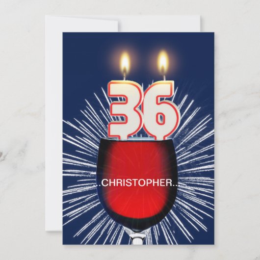 名前の追加, 36th誕生日パーティー招待,ワイン 招待状 (正面)