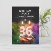 名前の追加， 36th Birthday party Invitation 招待状 (スタンド正面)