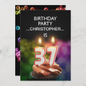 名前の追加， 37th Birthday party Invitation 招待状 (正面/裏面)