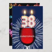 名前の追加, 38th誕生日パーティー招待,ワイン 招待状 (正面/裏面)