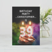 名前の追加， 39th Birthday party Invitation 招待状 (スタンド正面)