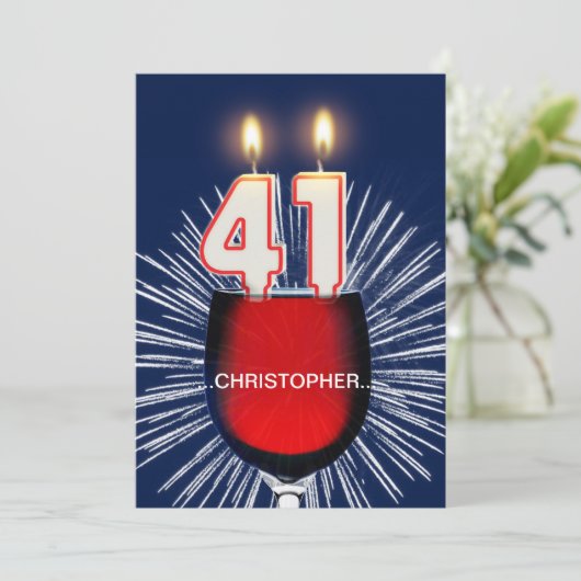 名前の追加, 41番目の誕生日パーティーの招待,ワイン 招待状 (スタンド正面)