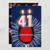 名前の追加, 41番目の誕生日パーティーの招待,ワイン 招待状 (正面/裏面)