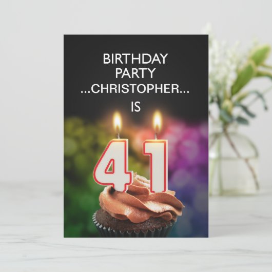 名前の追加， 41番目の誕生日パーティーの招待 招待状 (スタンド正面)