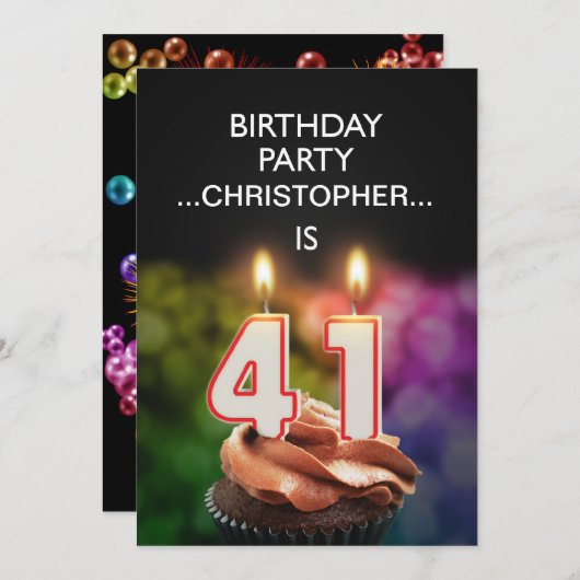 名前の追加, 41番目の誕生日パーティーの招待 招待状 (正面/裏面)