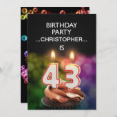 名前の追加， 43rd誕生日パーティーへの招待 招待状 (正面/裏面)