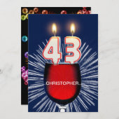 名前の追加, 43rd誕生日パーティー招待,ワイン 招待状 (正面/裏面)