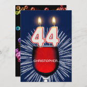 名前の追加, 44th誕生日パーティー招待,ワイン 招待状 (正面/裏面)