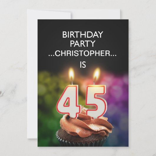 名前の追加， 45th Birthday party Invitation 招待状 (正面)