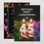 名前の追加， 45th Birthday party Invitation 招待状 (正面/裏面)