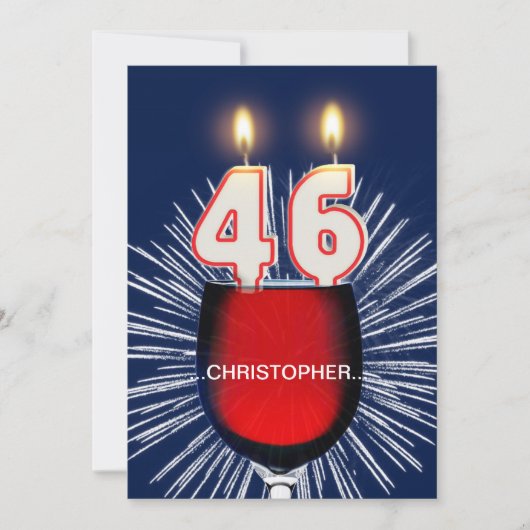 名前の追加, 46th誕生日パーティー招待,ワイン 招待状 (正面)
