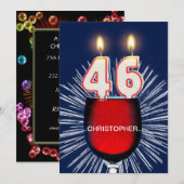 名前の追加, 46th誕生日パーティー招待,ワイン 招待状 (正面/裏面)