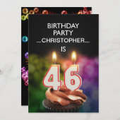 名前の追加， 46th Birthday party Invitation 招待状 (正面/裏面)