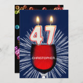 名前の追加， 47th誕生日パーティー招待，ワイン 招待状 (正面/裏面)