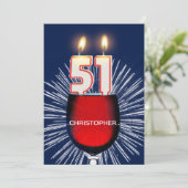 名前の追加， 51番目の誕生日パーティーの招待，ワイン 招待状 (スタンド正面)