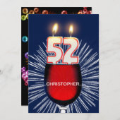 名前の追加， 52番目の誕生日パーティーの招待，ワイン 招待状 (正面/裏面)