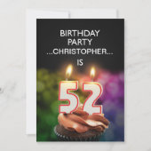 名前の追加， 52nd誕生日パーティーへの招待 招待状 (正面)