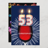 名前の追加, 53rd誕生日パーティー招待,ワイン 招待状 (正面/裏面)