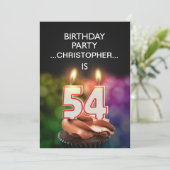 名前の追加， 54th Birthday party Invitation 招待状 (スタンド正面)