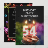 名前の追加， 54th Birthday party Invitation 招待状 (正面/裏面)