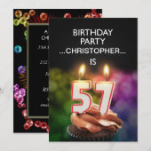 名前の追加， 57th Birthday party Invitation 招待状 (正面/裏面)