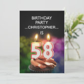 名前の追加， 58th Birthday party Invitation 招待状 (スタンド正面)