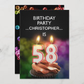 名前の追加， 58th Birthday party Invitation 招待状 (正面/裏面)