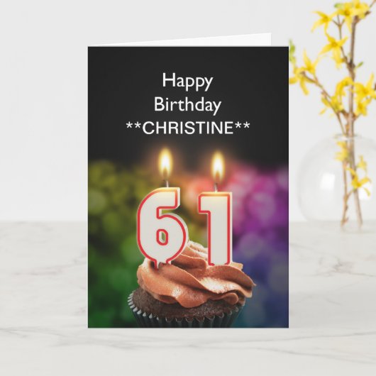 名前の追加， 61番目の誕生日カード カード (黄色い花)