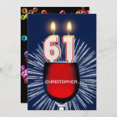 名前の追加, 61番目の誕生日パーティーの招待,ワイン 招待状 (正面/裏面)