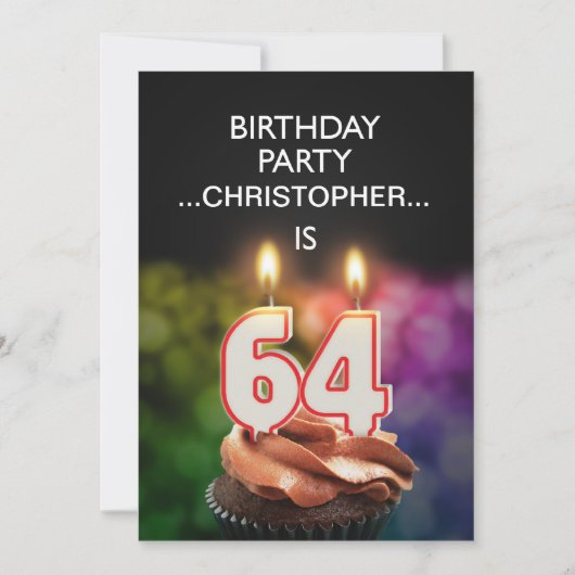 名前の追加， 64th Birthday party招待 招待状 (正面)