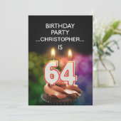 名前の追加， 64th Birthday party招待 招待状 (スタンド正面)