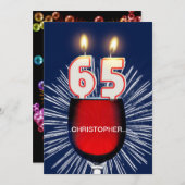 名前の追加, 65th誕生日パーティー招待,ワイン 招待状 (正面/裏面)