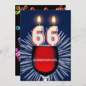 名前の追加， 66th誕生日パーティー招待，ワイン 招待状 (正面/裏面)