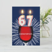 名前の追加， 67th誕生日パーティー招待，ワイン 招待状 (スタンド正面)