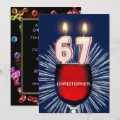 名前の追加， 67th誕生日パーティー招待，ワイン 招待状 (正面/裏面)