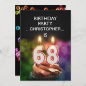 名前の追加， 68th Birthday party招待 招待状 (正面/裏面)