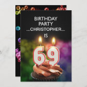 名前の追加， 69th Birthday party Invitation 招待状 (正面/裏面)