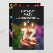 名前の追加, 72番目の誕生日パーティーへの招待 招待状 (正面/裏面)