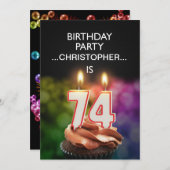 名前の追加， 74th Birthday party Invitation 招待状 (正面/裏面)