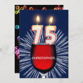 名前の追加, 75th誕生日パーティー招待,ワイン 招待状 (正面/裏面)