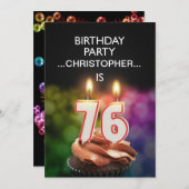 名前の追加， 76th Birthday party Invitation 招待状 (正面/裏面)