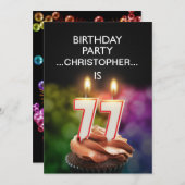 名前の追加， 77th Birthday party Invitation 招待状 (正面/裏面)