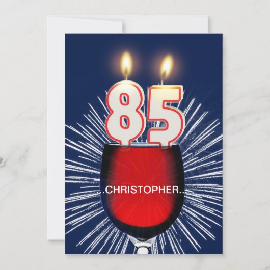 名前の追加， 85th誕生日パーティー招待，ワイン 招待状 (正面)